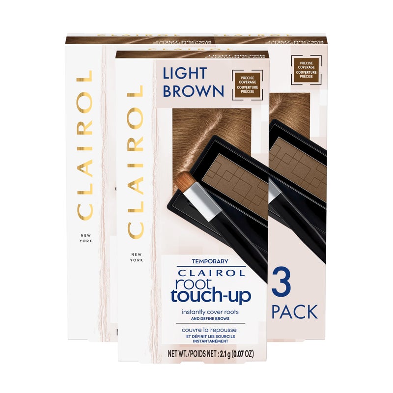 Clairol Root Touch-Up Temporary Concealing Powder, Light Brown Hair Color, Pack of 3 - Image 1