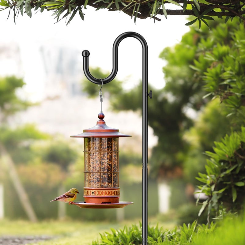 saffruff 74" Shepherds Hook Stand: Hanging Wind Chimes, Bird Feeders, Plants, Lanterns and Wreath, Adjustable Free Standing Pole Holder with Heavy Duty Base for Indoor & Outdoor, Holds Up to 20 LBS - Image 4