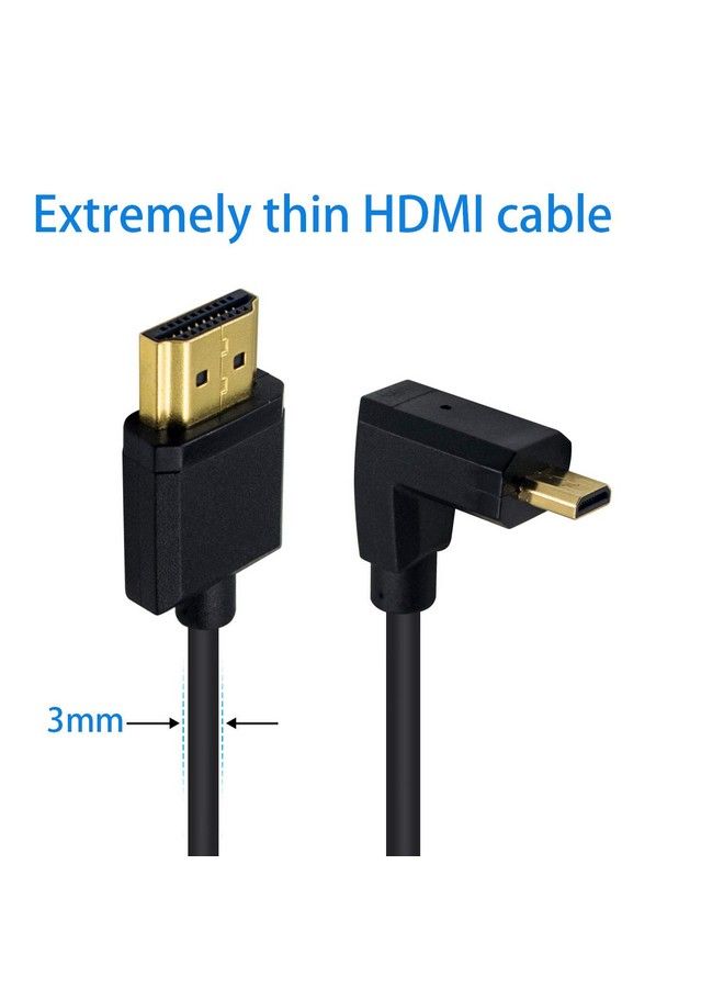 Duttek Micro Hdmi To Standard Hdmi Cable Micro Hdmi To Hdmi Adapter Cable Extreme Thin Up Angled Micro Hdmi Male To Hdmi Male Cable For 1080P 4K Ultrahd 3D Ethernet (6 Inch 15Cm) - Image 4