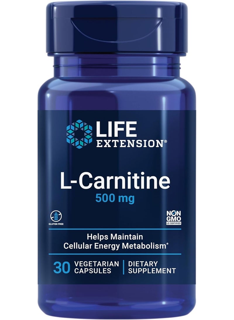 Life Extension L-Carnitine Supplement, Memory Supplement Support, Healthy Blood Pressure 30 Capsule - Image 1