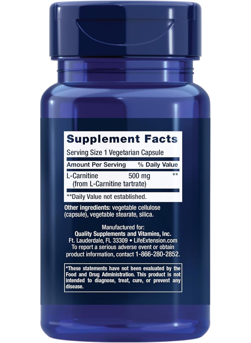 Life Extension L-Carnitine Supplement, Memory Supplement Support, Healthy Blood Pressure 30 Capsule - Image 2