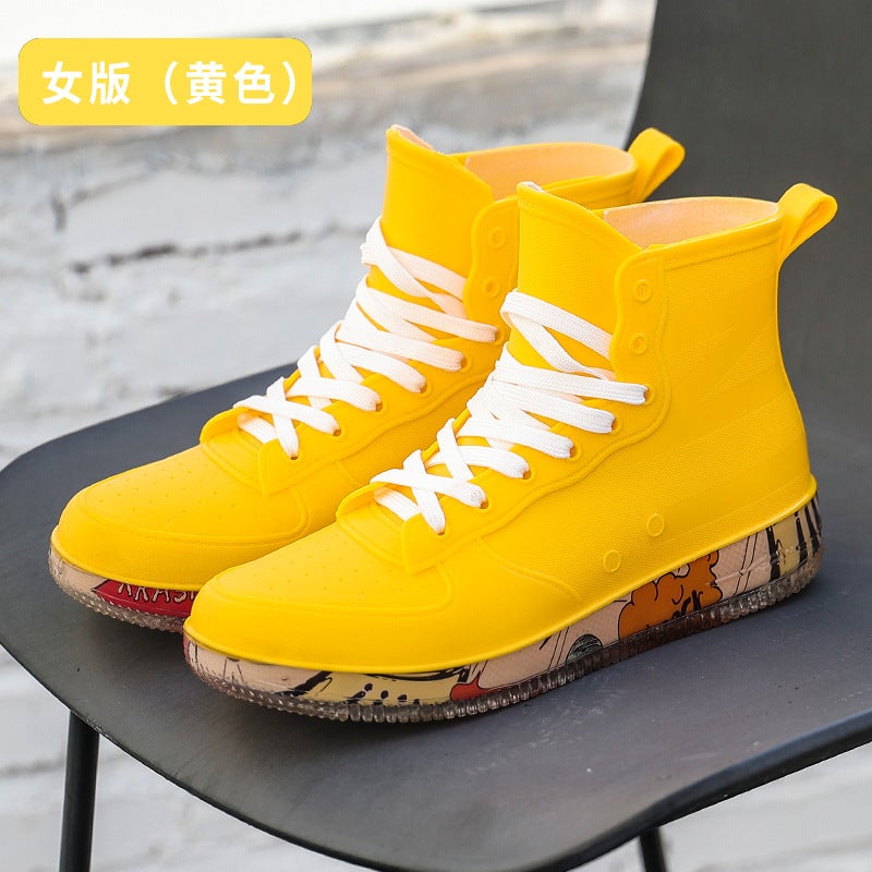 Fashion Rain Boots Casual Student Shoes Trendy Couple Sports Waterproof Shoes Chef Rubber Shoes Work Car Wash Rain Boots Overshoes - Image 1