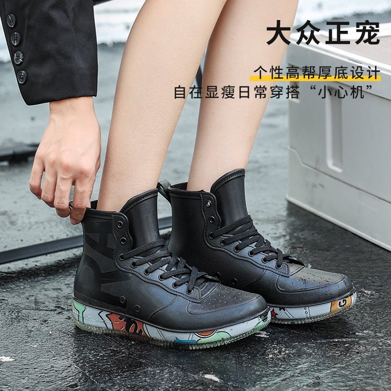 Fashion Rain Boots Casual Student Shoes Trendy Couple Sports Waterproof Shoes Chef Rubber Shoes Work Car Wash Rain Boots Overshoes - Image 5