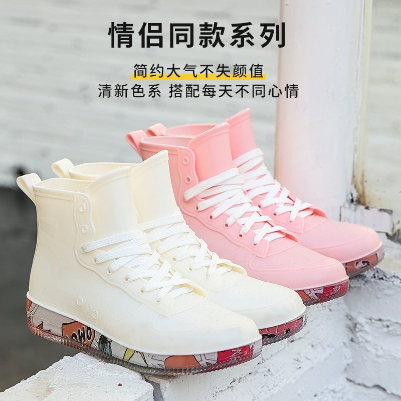Fashion Rain Boots Casual Student Shoes Trendy Couple Sports Waterproof Shoes Chef Rubber Shoes Work Car Wash Rain Boots Overshoes - Image 3