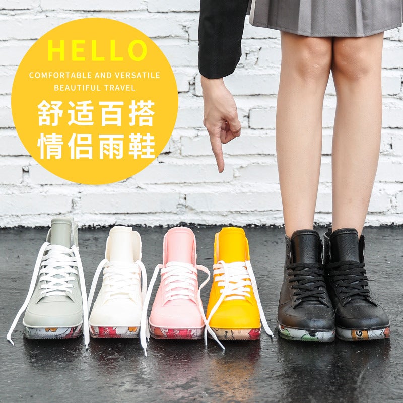 Fashion Rain Boots Casual Student Shoes Trendy Couple Sports Waterproof Shoes Chef Rubber Shoes Work Car Wash Rain Boots Overshoes - Image 2