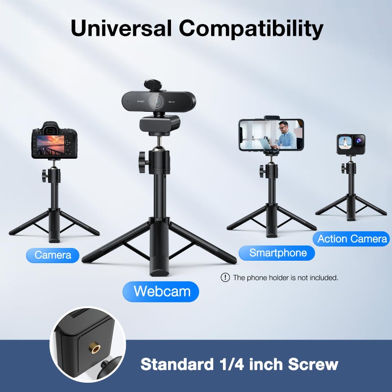 EMEET NOVA 4K Webcam with Tripod - 4K UHD, PDAF Autofocus, Adjustable Heights with 360Â° Swivel Head, 2 Noise-Cancelling Mics, USB Plug&Play, Privacy Cover, Ideal for Online Meetings&Live Streaming - Image 2