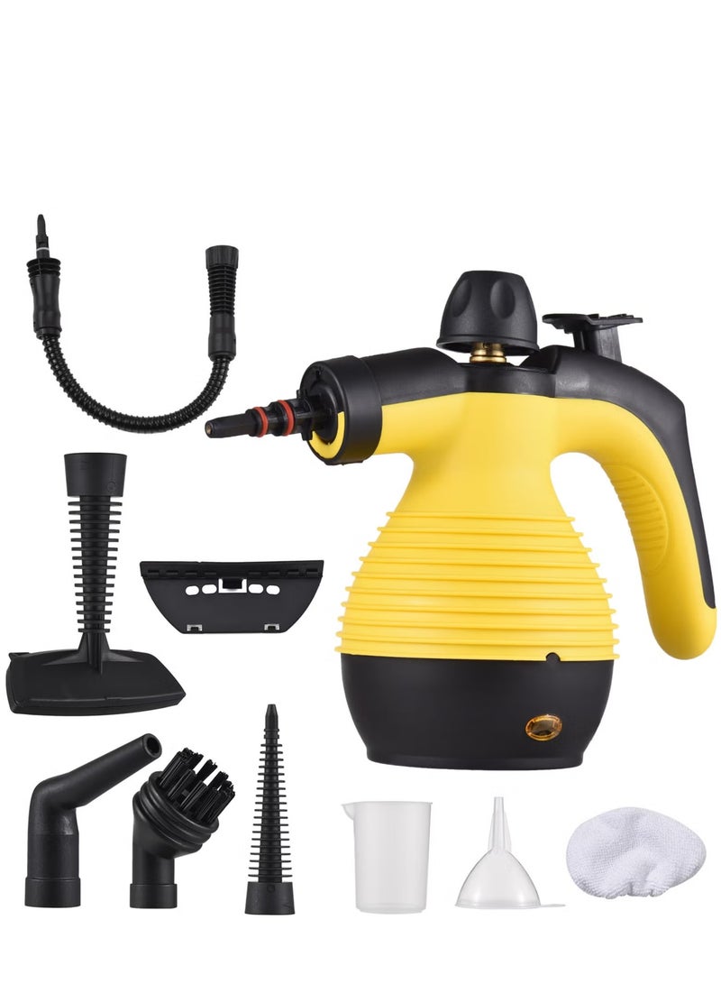 منظف بخار منزلي محمول بقوة 1050 وات متعدد الوظائف بدرجة حرارة عالية مع 9 قطع من الملحقات لأريكة المطبخ والحمام ونافذة السيارة وقابس المملكة المتحدة (استخدم المحول) - Image 1