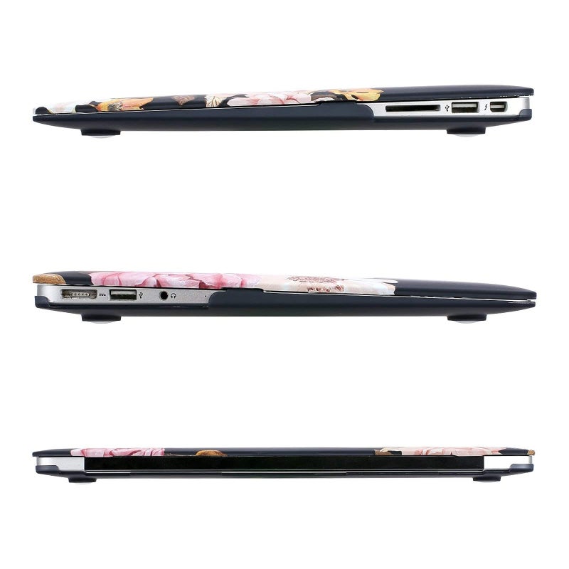 MOSISO Compatible with MacBook Air 13 inch Case (A1369 & A1466, Older Version 2010-2017 Release), Plastic Peony Hard Shell Case & Keyboard Cover & Screen Protector, Black - Image 5