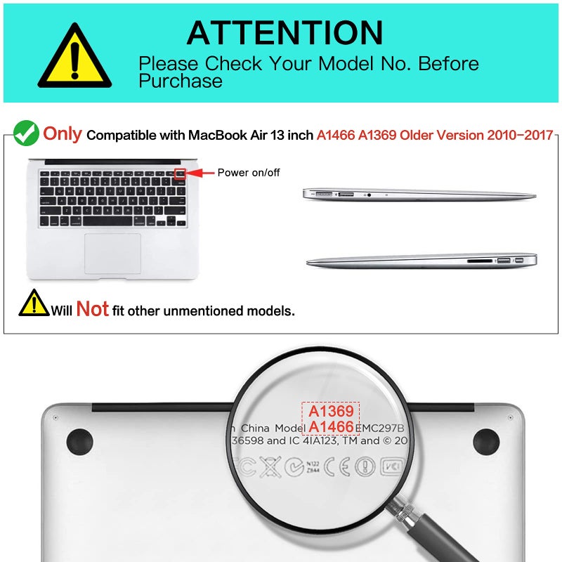 MOSISO Compatible with MacBook Air 13 inch Case (A1369 & A1466, Older Version 2010-2017 Release), Plastic Peony Hard Shell Case & Keyboard Cover & Screen Protector, Black - Image 2