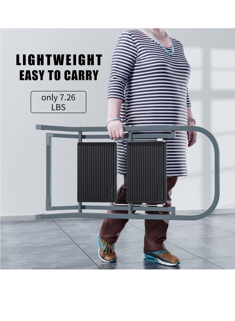 EASYSPEED Folding Ladder – 2-Step Stainless Steel Ladder – Non-Slip – Supports up to 150 kg – Grey - Image 3
