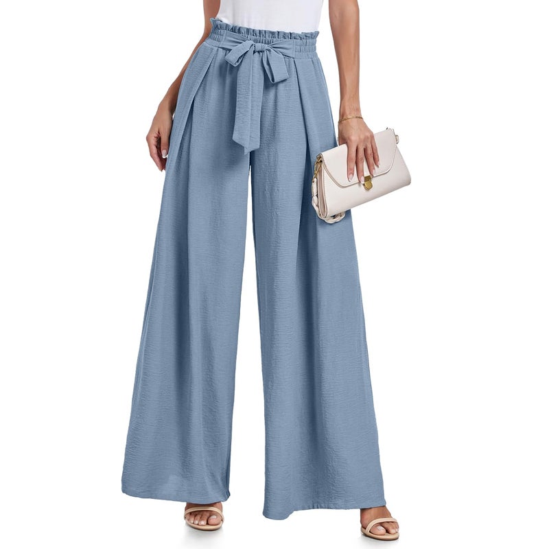 Lepunuo Women's Casual Loose Wide Leg Pants Comfy High Waisted Lounge Pants with Pockets - Image 1