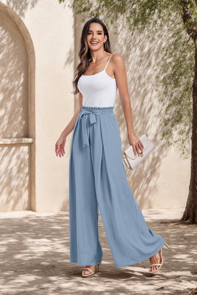 Lepunuo Women's Casual Loose Wide Leg Pants Comfy High Waisted Lounge Pants with Pockets - Image 2