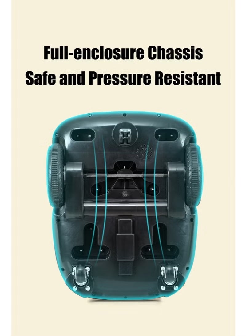 HooToo Smart electric scooter for kids with remote control and music, colorful LED lights - comfortable seat with backrest, smart foot pedal steering system, electric motor at safe speed (5-10 km/h), fast charging (3-5 hours) for up to 2 hours of fun, 4 durable wheels with a balancing system for maximum stability and safety, suitable for children aged 2 to 8 years - ideal for home, gardens, parks and entertainment venues. - Image 3