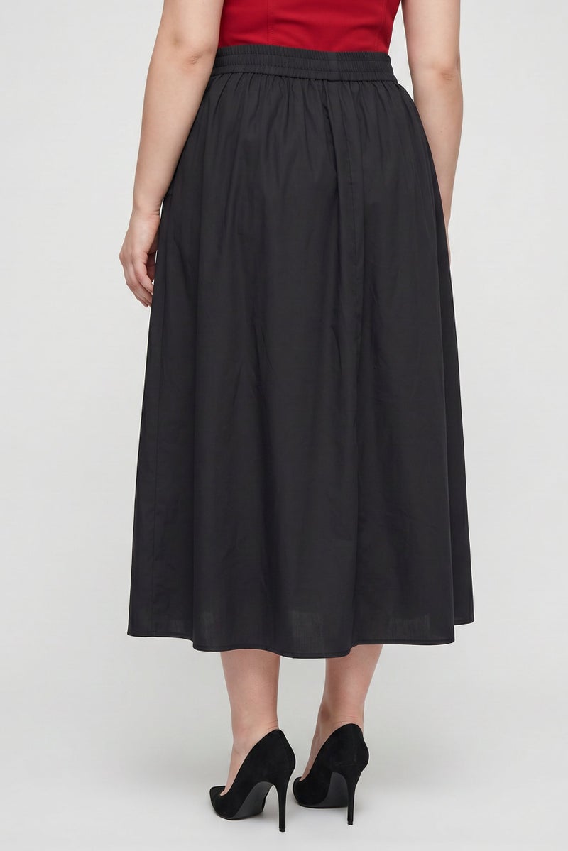 Threadbare Women Solid Midi Skirt, Black - Image 4