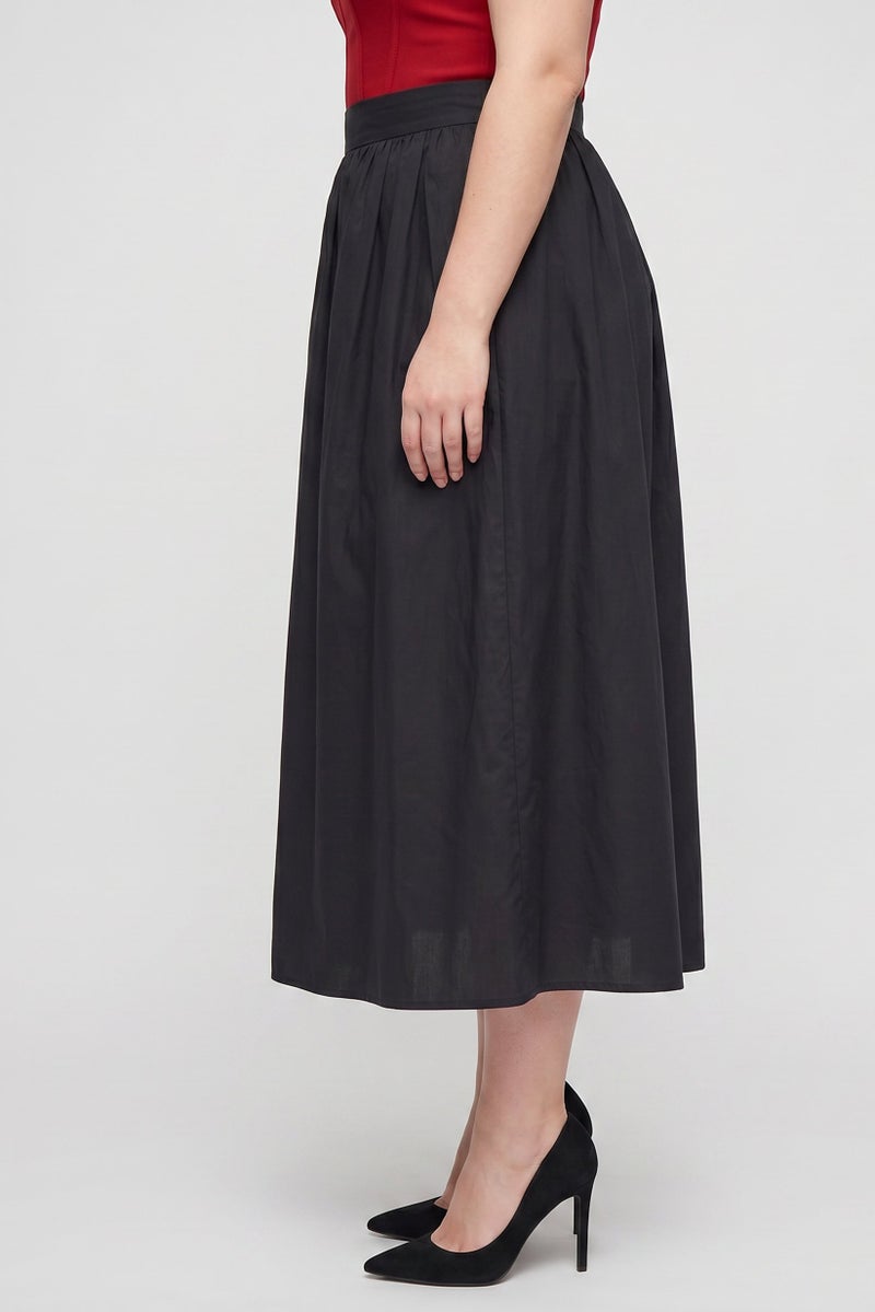 Threadbare Women Solid Midi Skirt, Black - Image 3