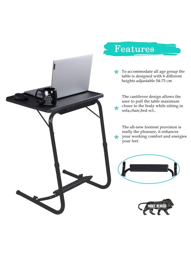 TABLE MAGIC Alloy Steel Laptop Desk with Footrest, Height Adjustable, Multipurpose (TM Footrest-Black, Large, 53cm) - Image 4
