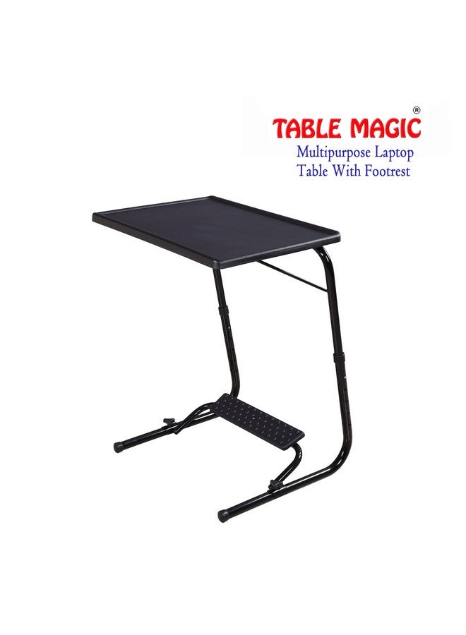 TABLE MAGIC Alloy Steel Laptop Desk with Footrest, Height Adjustable, Multipurpose (TM Footrest-Black, Large, 53cm) - Image 2