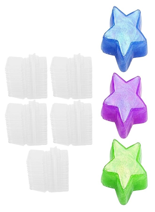 Jiawu 100 Packs Wax Clamshells, Single Cavity Unique Wax Containers, Clear Plastic Cube Tray for Wickless Wax Candles (Five Pointed Star Shaped) - Image 1