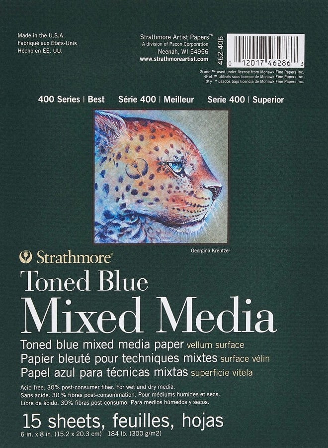 Strathmore 400 Series Mixed Media Pad Tone Blue 6"X8"-15 Sheets -62462406 - Image 1