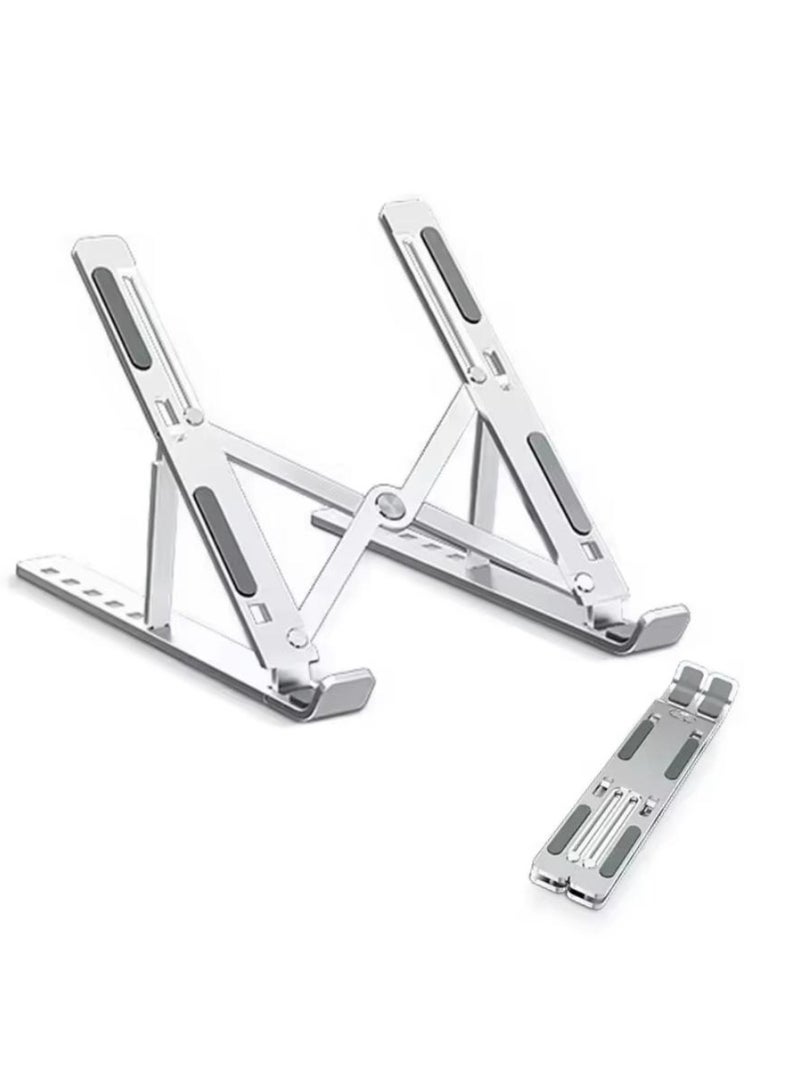 Denx 7-Level Adjustable Aluminum Vertical Laptop Stand – Desk Laptop Holder Riser Ergonomic Design, Foldable & Portable, Non-Slip Silicone Pads, Perfect For Work-from-home setups - Image 1
