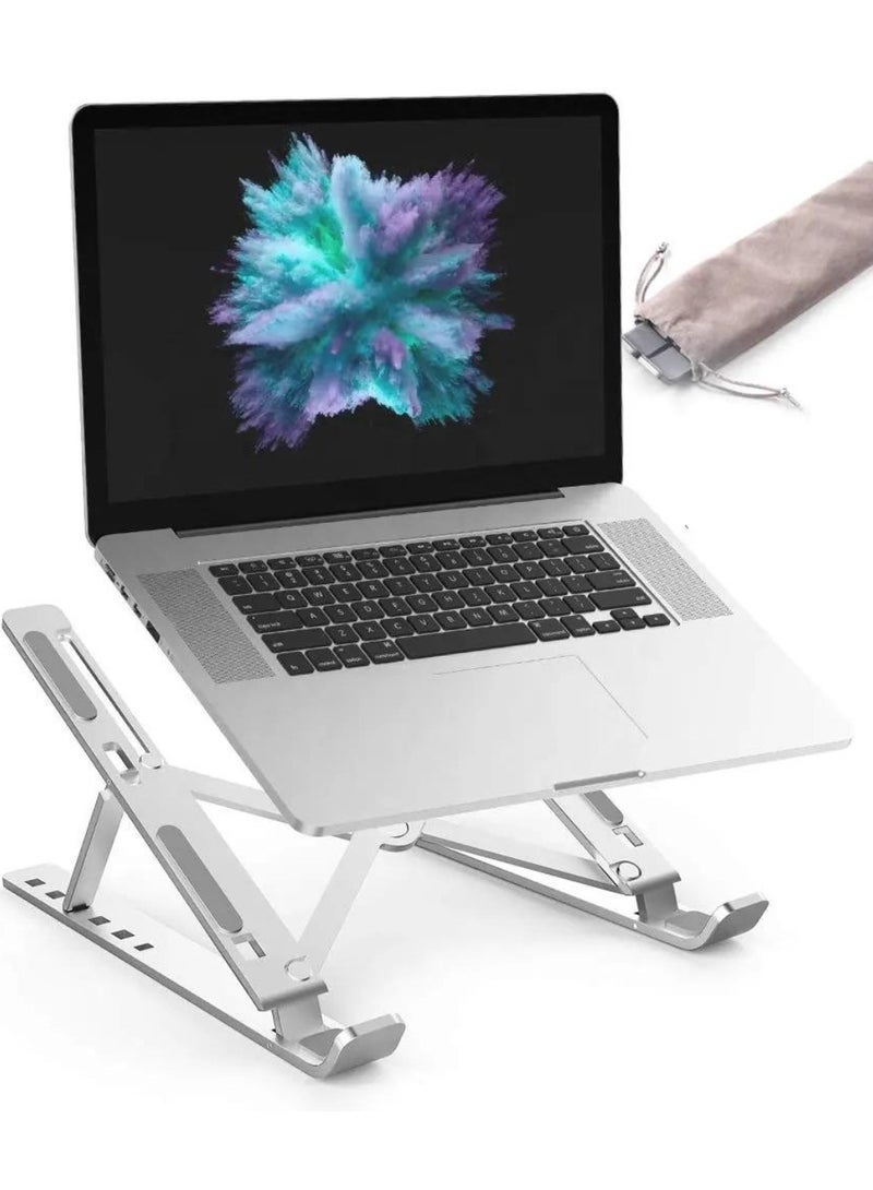 Denx 7-Level Adjustable Aluminum Vertical Laptop Stand – Desk Laptop Holder Riser Ergonomic Design, Foldable & Portable, Non-Slip Silicone Pads, Perfect For Work-from-home setups - Image 5