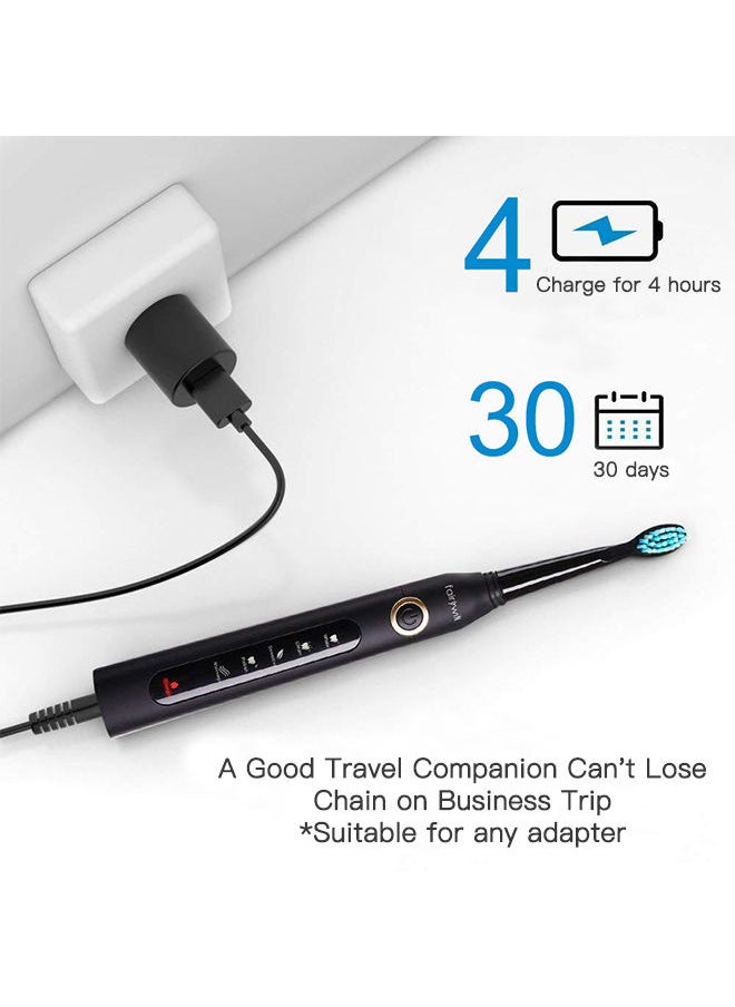 Fairywill - Fairywill Electric Toothbrush for Adults , 5 Modes Powerful Cleaning Whitening 40,000 VPM Sonic Toothbrush , Rechargeable 4 Hours for 30 Days Usage , 2 Minutes Timer Waterproof IPX7 Black - Image 1