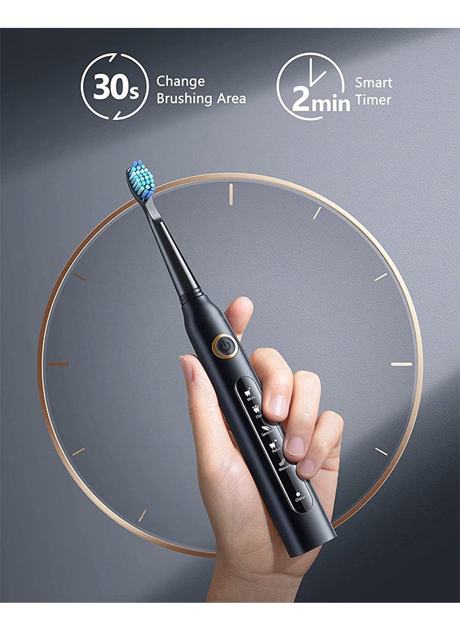 Fairywill - Fairywill Electric Toothbrush for Adults , 5 Modes Powerful Cleaning Whitening 40,000 VPM Sonic Toothbrush , Rechargeable 4 Hours for 30 Days Usage , 2 Minutes Timer Waterproof IPX7 Black - Image 1