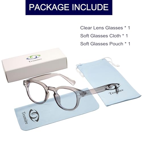 Teumire Johnny Depp Round Glasses for Women Men Vintage Circle Thick Frame Eyeglasses Non Prescription Glasses Clear lens Eyewear(Transparent Grey) - Image 5