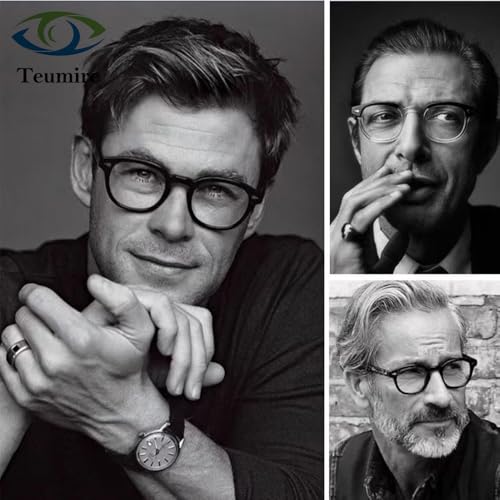 Teumire Johnny Depp Round Glasses for Women Men Vintage Circle Thick Frame Eyeglasses Non Prescription Glasses Clear lens Eyewear(Transparent Grey) - Image 2