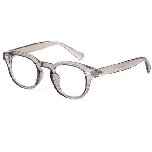 Teumire Johnny Depp Round Glasses for Women Men Vintage Circle Thick Frame Eyeglasses Non Prescription Glasses Clear lens Eyewear(Transparent Grey) - Image 1