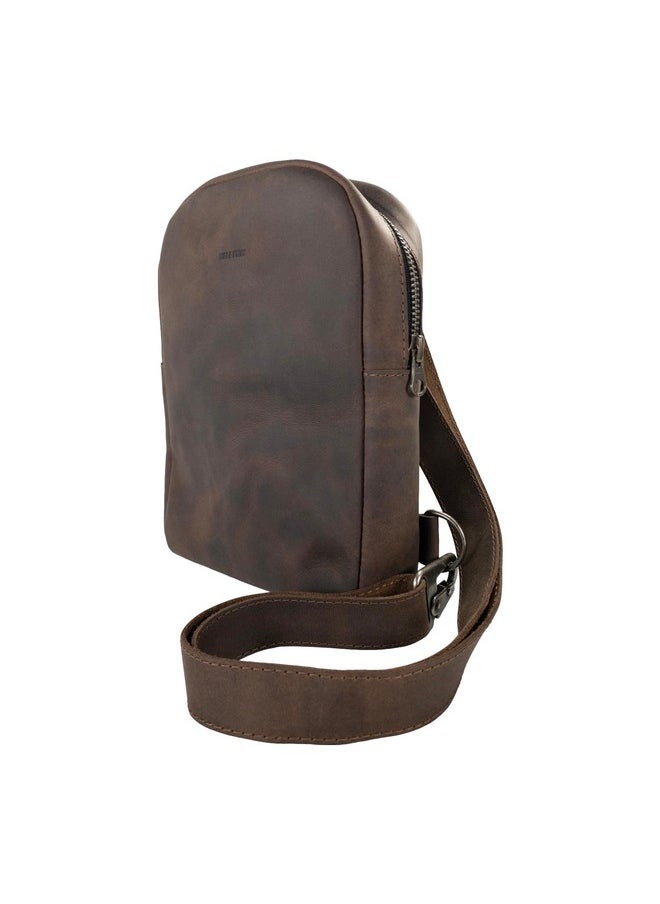 Hide & Drink Rounded Crossbody Bag With Adjustable Strap Handmade From Full Grain Leather Bourbon Brown  - Image 4