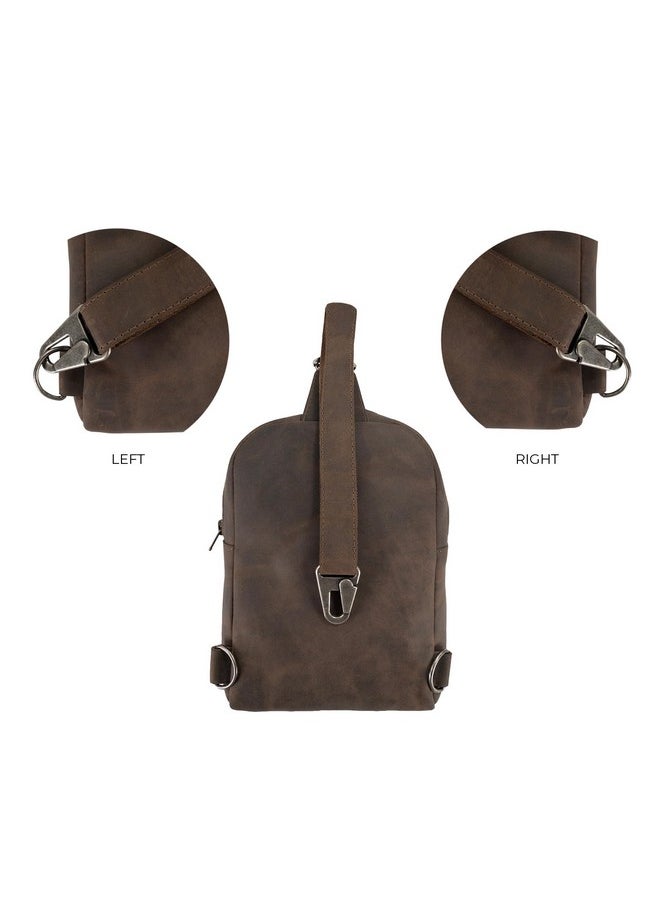 Hide & Drink Rounded Crossbody Bag With Adjustable Strap Handmade From Full Grain Leather Bourbon Brown  - Image 5