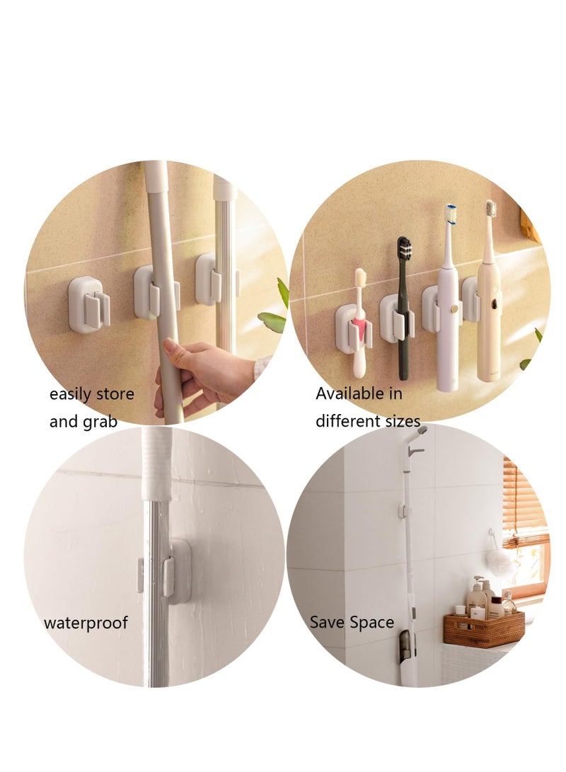 SOLARAE 2 PCS Wall Mount Toothbrush Holder, Self Adhesive Hanger No-Drilling, Electric Toothbrush, Broom and Mop Holder, Suitable for Home Garage Garden Laundry Room Storage - Image 4