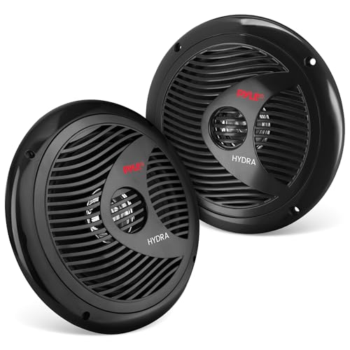 Pyle 65 Inch Dual Marine Speakers 2 Way Waterproof and Weather Resistant Outdoor Audio Stereo Sound System with 150 Watt Power Polypropylene Cone and Cloth Surround 1 Pair Pyle PLMR60B Black - Image 1