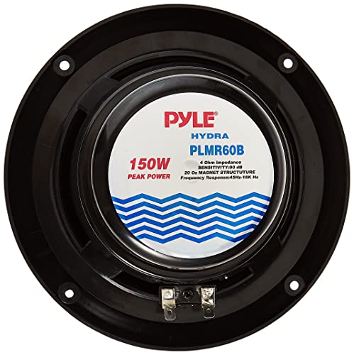 Pyle 65 Inch Dual Marine Speakers 2 Way Waterproof and Weather Resistant Outdoor Audio Stereo Sound System with 150 Watt Power Polypropylene Cone and Cloth Surround 1 Pair Pyle PLMR60B Black - Image 3