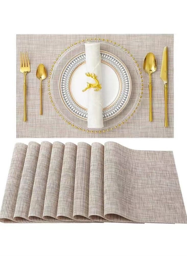 Kutis - 8-Piece Square Minimalist Placemat Coffee Mat PVC Material Beige 45 x 30 Centimeter - Image 1