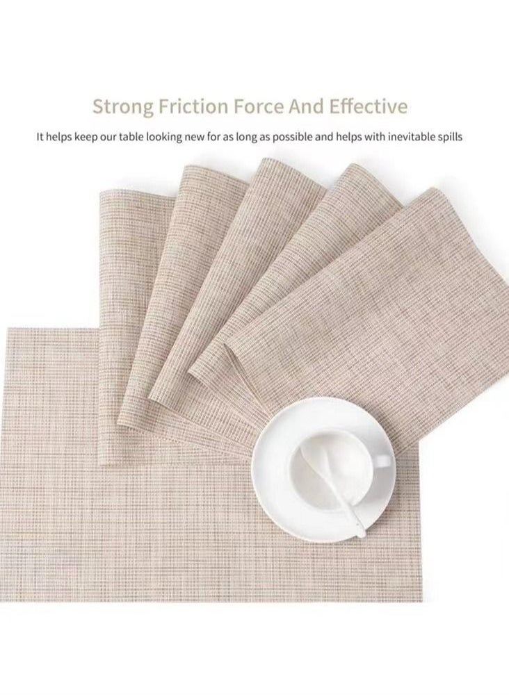 Kutis - 8-Piece Square Minimalist Placemat Coffee Mat PVC Material Beige 45 x 30 Centimeter - Image 1
