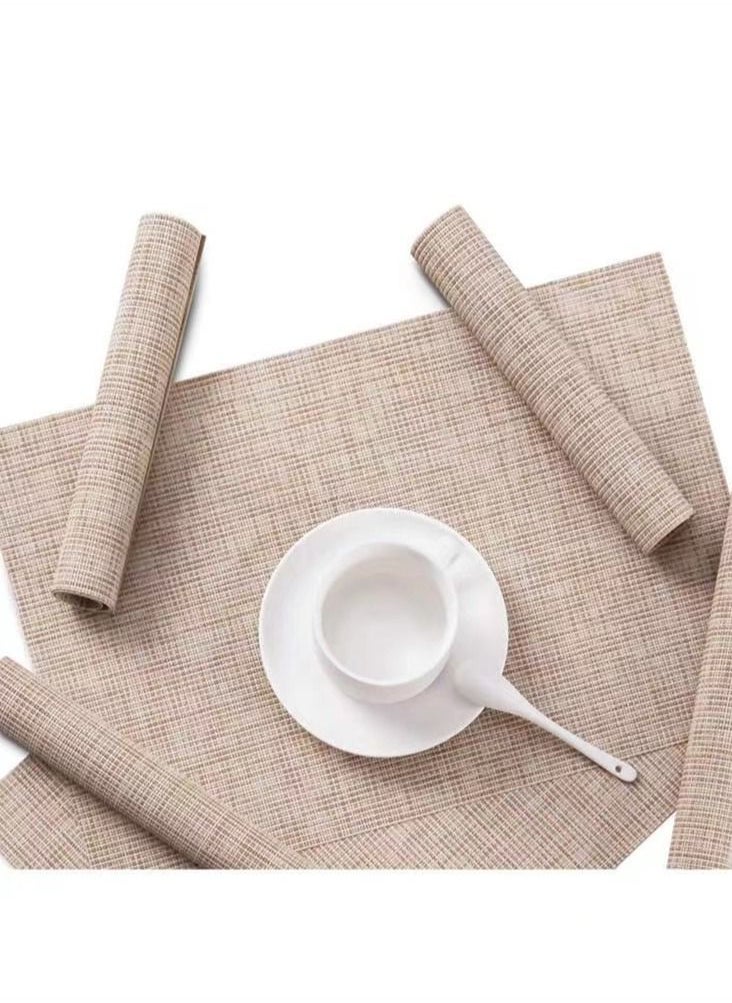 Kutis - 8-Piece Square Minimalist Placemat Coffee Mat PVC Material Beige 45 x 30 Centimeter - Image 1