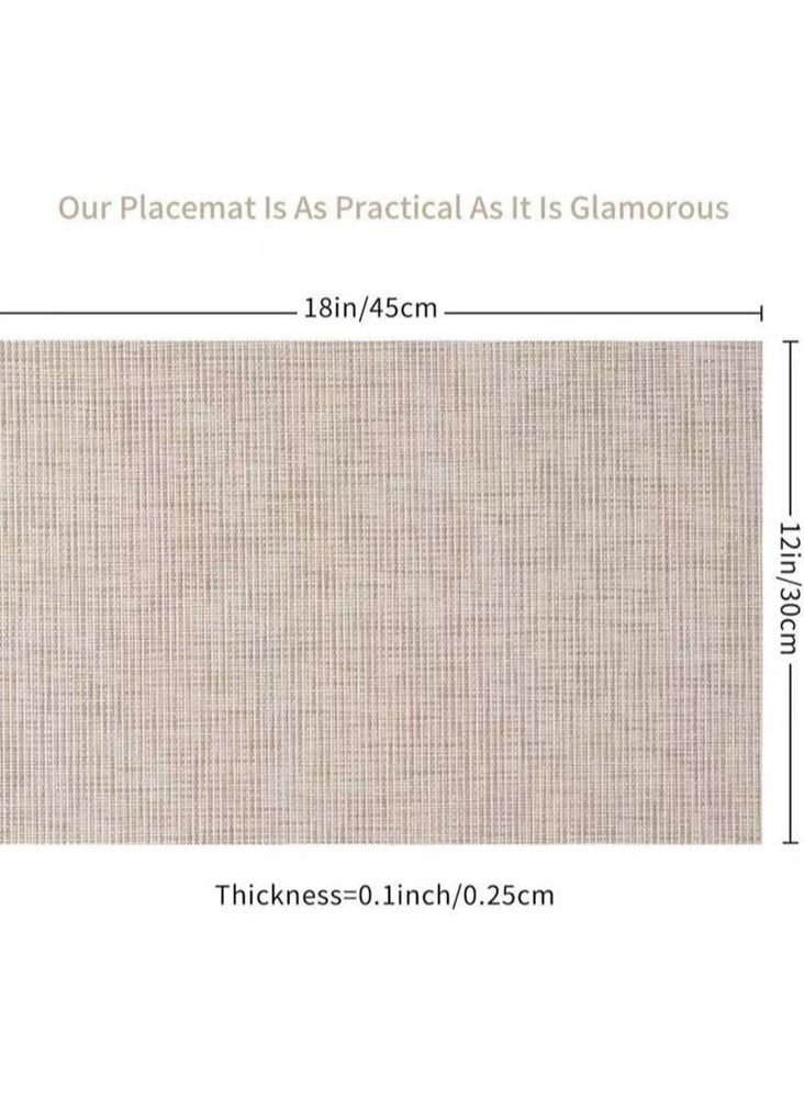 Kutis - 8-Piece Square Minimalist Placemat Coffee Mat PVC Material Beige 45 x 30 Centimeter - Image 1