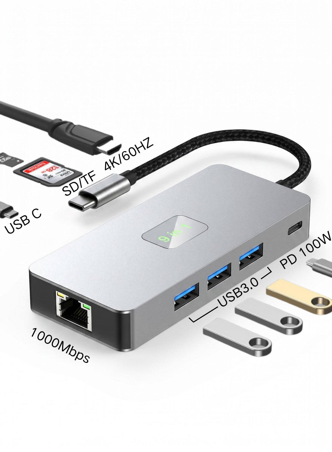 sktshiketro sktshiketro محول usb c 9 في 1 بقدرة 100 واط