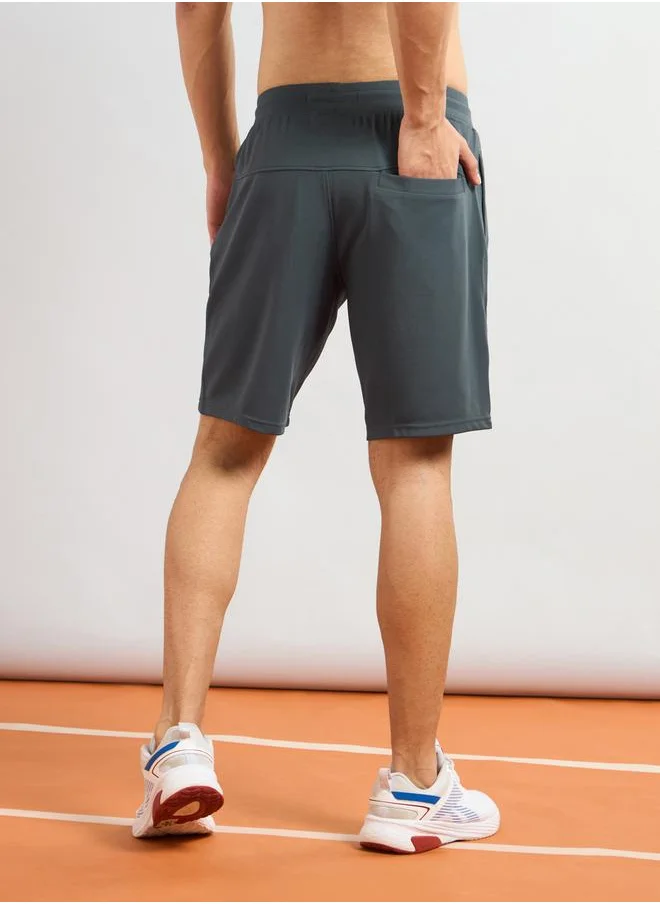 تكنوسبورت Technosport Solid Slim Fit Sports Shorts with Drawstring