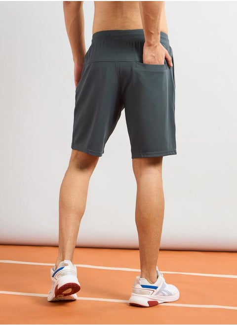 Technosport Solid Slim Fit Sports Shorts with Drawstring