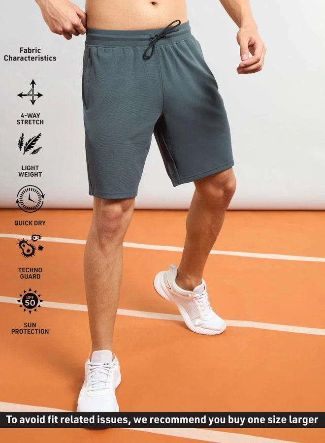Technosport Technosport Solid Slim Fit Sports Shorts with Drawstring