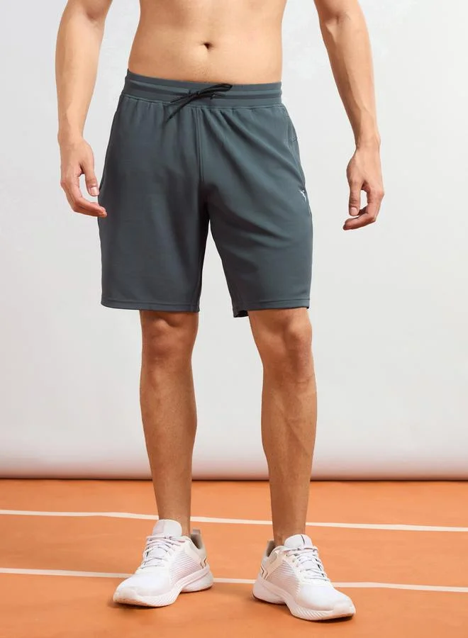 Technosport Technosport Solid Slim Fit Sports Shorts with Drawstring