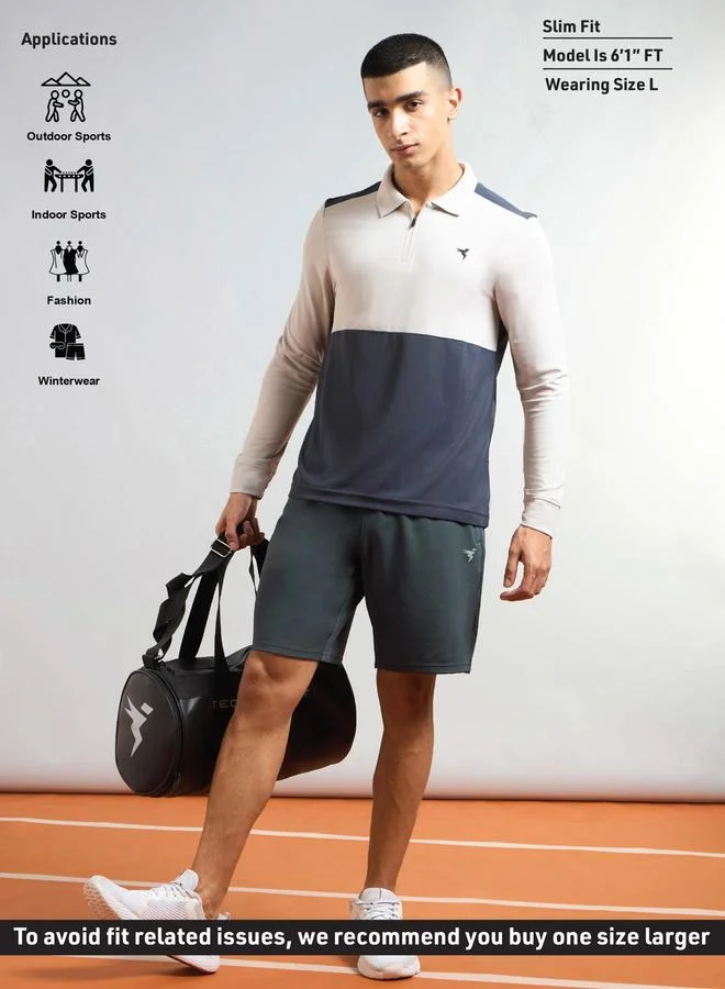 Technosport Technosport Solid Slim Fit Sports Shorts with Drawstring