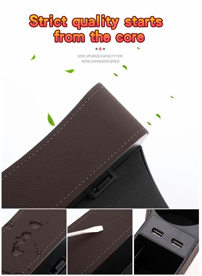 GROIC Car Seat Gap Organizer, Dual USB Charging, Filler, Multifunctional Organizer Front Seat, with Cup Holder, Leather Storage Box,Car Box - Image 5