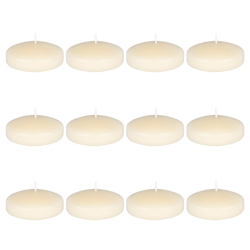 Mega Candles 12 pcs Unscented Ivory Floating Candles Hand Poured Wax Candle 3 Inch Diameter Home Dcor Wedding Receptions Baby Showers Birthdays Centerpieces Celebrations Meditations Spas