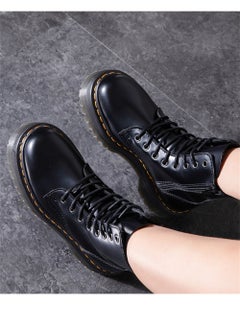 Loquat Fleece Motorcycle Platform Ankle Boots Black  - Image 2