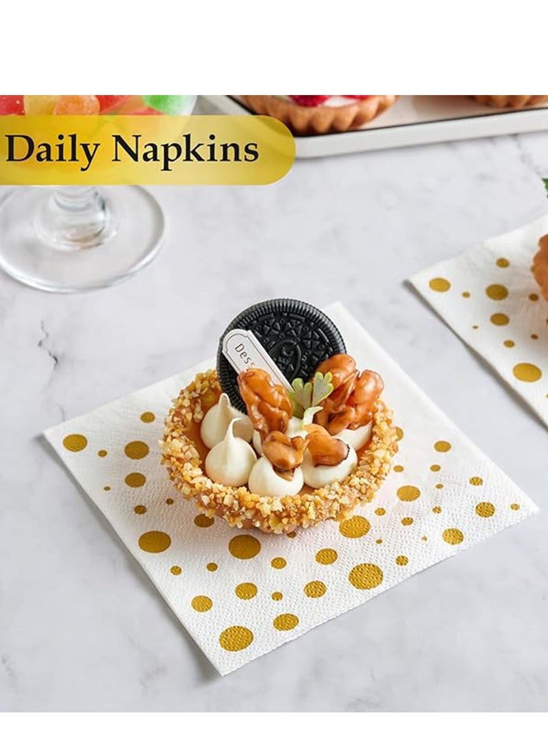 XIYU 40 Pack Disposable Napkins Paper, 3-Ply Beverage Napkins, Disposable Gold Square Napkins, Perfect for Restaurant, Event, Bar, Wedding, Baby Shower and Birthday Party  - Image 2