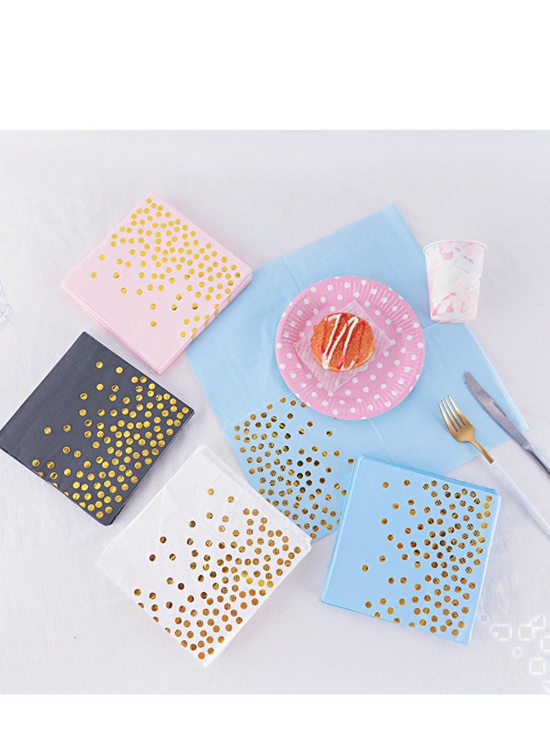 XIYU 40 Pack Disposable Napkins Paper, 3-Ply Beverage Napkins, Disposable Gold Square Napkins, Perfect for Restaurant, Event, Bar, Wedding, Baby Shower and Birthday Party  - Image 5